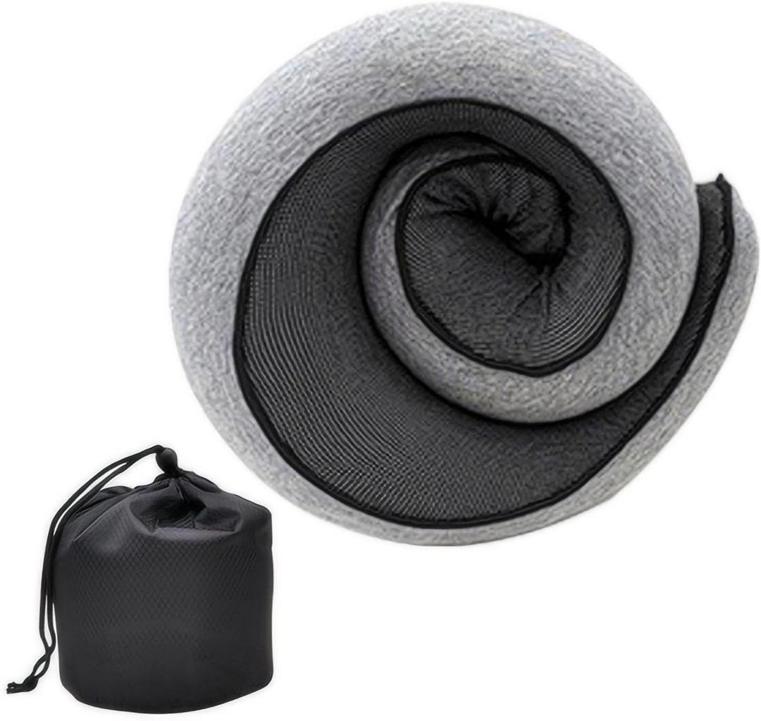 Travel Neck Pillow Memory Foam Airplane Travel PillowComfortable Head Cushion SupportStowable U-Shaped Pillow (Gray)