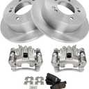 TRQ Rear Brake Pad & Rotor Kit Brake Caliper Brake Pads Brake Rotor Semi-Metallic Compatible with 2009-2010 Hyundai Elantra