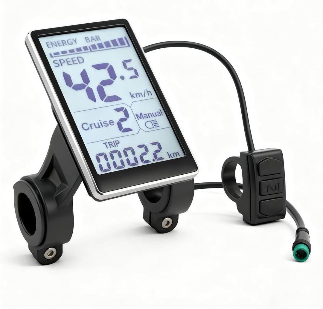 Electric Display Panel E Scooter Speed Monitor, 5 Pin M5 LCD Panel Screen for 31.8 22.2mm Electric Bikes, 24V, 36V (Default), 48V, 60V Adjustable E Scooter M5 Display