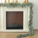 MIZII Christmas Garlands 6 Feet Artificial Pine Garland with Pinecone Real Touch Pines Vine Greenery Garland Christmas Decorations for Xmas Fireplace Mantle Home Decor Indoor Outdoor (White Pine)