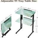 Folding TV Tray Table,Adjustable TV Dinner Table with Sturdy MDF Top,Eating Trays for Living Room with No Assembly Required (Sea Blue,2Pcs)