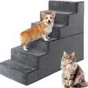Dog Steps for Bed (5/6/7-Step), Stable Foam Pet Stairs with Washable Cover & Non-Slip Carpet, Wide Deep Steps for High Beds, Dog Stairs for Small & Large Dogs