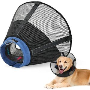 Dog Cone Collar to Stop Licking: Soft Mesh Recovery Collar After Surgery with Detachable Pad, Elizabeth Cone Alternative for Dogs, Normal Eating and Drinking (M,Patterned)