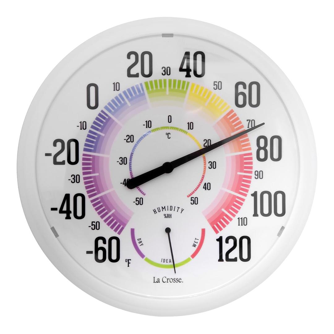 La Crosse 104-1534A 13.5 inch Analog Dial Thermometer with Hygrometer