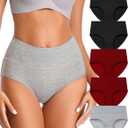 Annenmy High Waisted Womens Underwear Cotton Underwear Full Coverage Briefs Stretch Breathable Ladies Panties 5 Pack, Large 