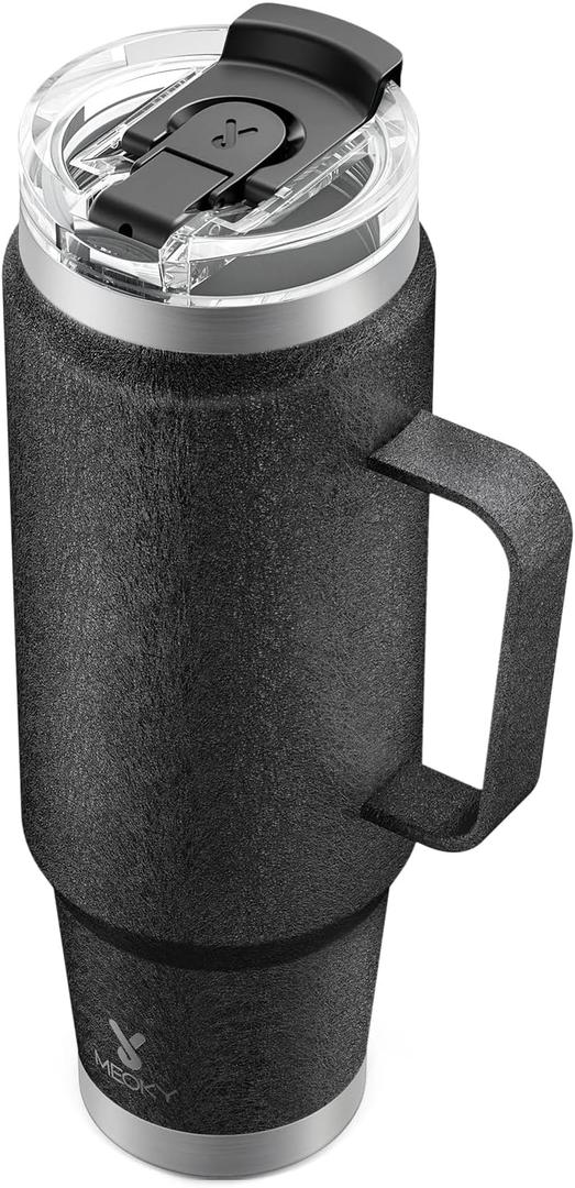 Meoky 40oz Tumbler with Handle, Stainless Steel Travel Mug with 2-in-1 Straw and Sip Lid, Vacuum Insulated Coffee Mug, 100% Leak Proof, Keeps Cold for 34 Hours or Hot for 10 Hours (Night)