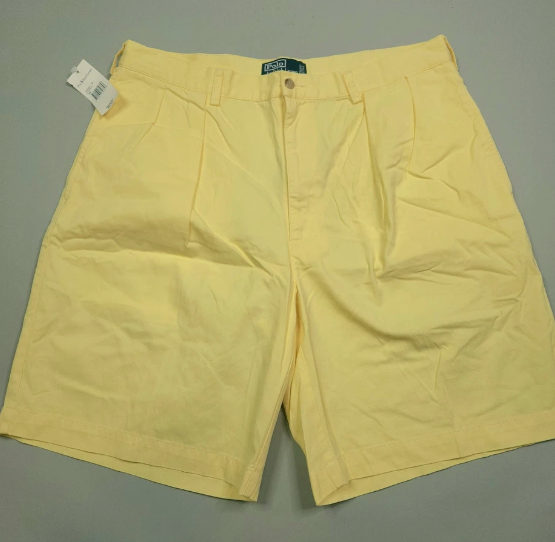 Vintage Polo Ralph Lauren Tyler Short Pleated Classic Fit Khaki Yellow - Shorts Size unknown