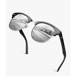 GQUEEN Classic Horn Rimmed Semi Rimless Polarized Sunglasses for Men Women GQO6
