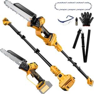 2 IN 1 Cordless 8 Inch Pole Saw & Mini Chainsaw For DE Walt 20V MAX Battery