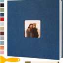 Vienrose Self-Adhesive Photo Album, 120 Pages, DIY Photo Albums, 10 x 15 cm, Linen Cover, Wedding Gifts, Christmas, Valentine's Day, Birthday Gift, Children, Blue