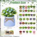 Giegxin 40 Pack Small Artificial Potted Flowers Bulk, Fake Potted Plants Plastic Faux Flowers for Wedding Home Desk Tabletop Outdoor Office Kitchen Centerpieces