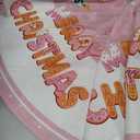 Capoda Pink Christmas Tree Skirt Gingerbread Man Candy Christmas Tree Skirt 48 Inch Xmas Tree Mat Gingerbread Christmas Tree Skirts Mat for Holiday Christmas Party Decorations Indoor Outdoor