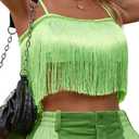 womens Plunge (Small, Dime Green+back Fringe)