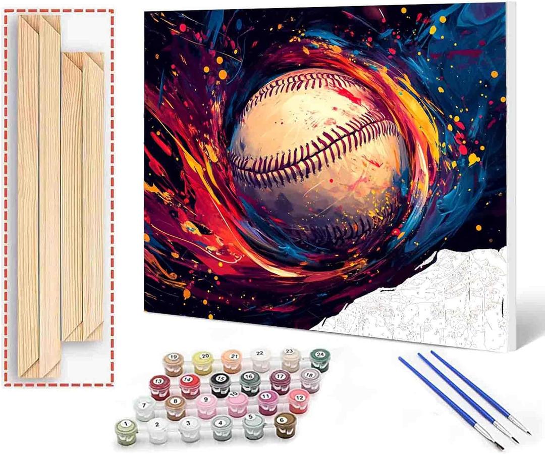 DIY Paint by Numbers,Canvas Oil Painting Kit for Kids & Adults,16x20 Inch Acrylic Oil Painting On Canvas,Dazzling Rugby,Number Painting DIY Craft Kits for Home Room Decoration DIY Frame