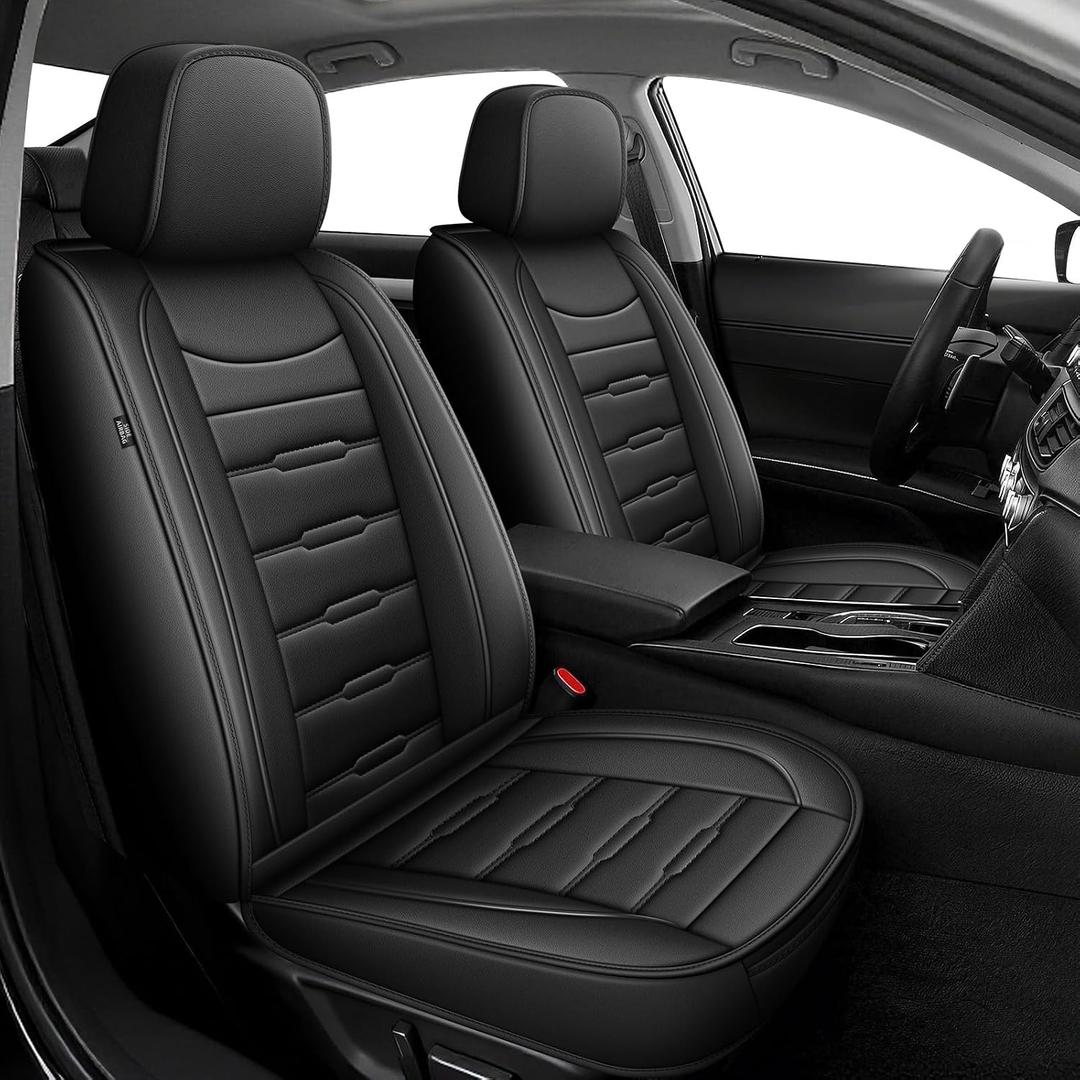 AOMSAZTO 5 Car Seat Covers Full Set Custom Fit for Honda Accord 2018 2019 2020 2021 2022 Waterproof Faux Leather Seat Covers Protectors Compatible Airbags (Only Fit for 5 Seats, Black)