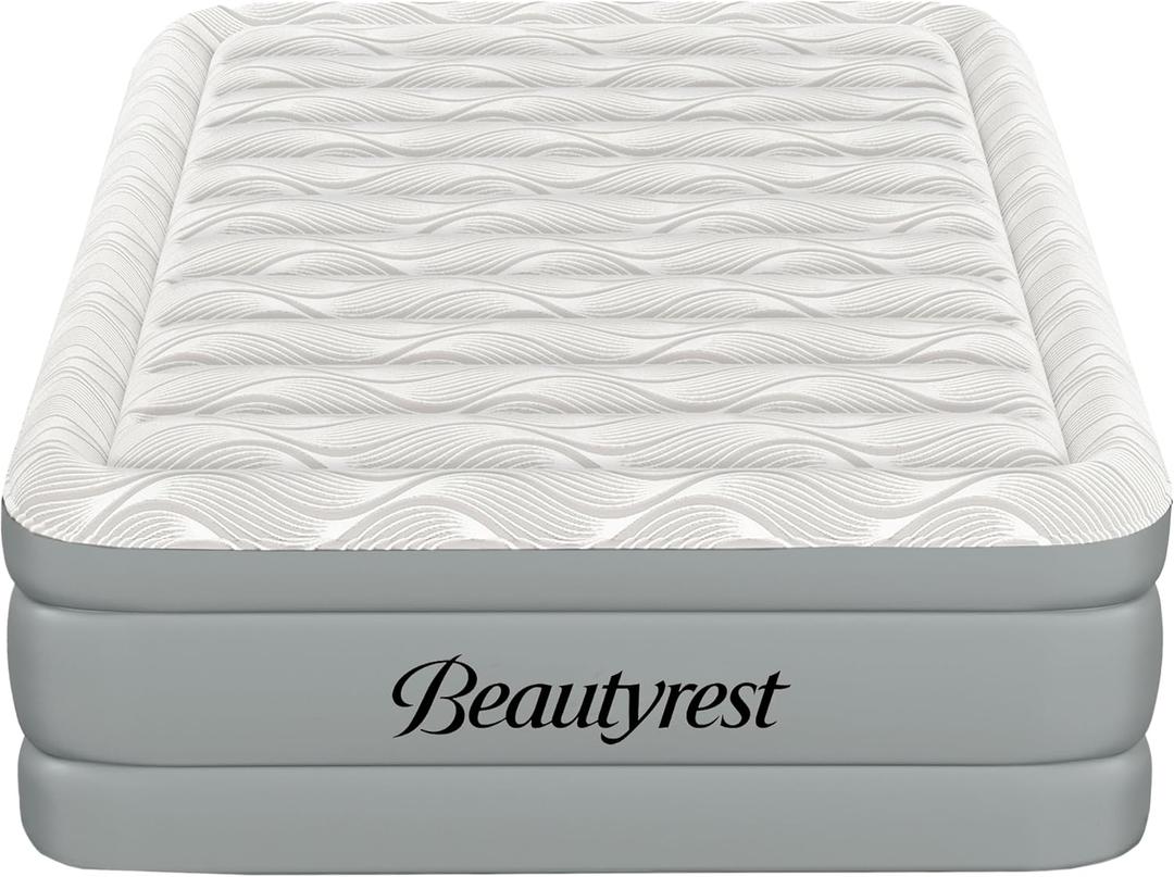 Beautyrest Luxaire, Queen Size Luxury Air Mattress, 20 Inch Height with Cool Vent Top, Smart Auto Shut-Off Pump, Puncture Resistant Ever Firm Fabric with Edge Support