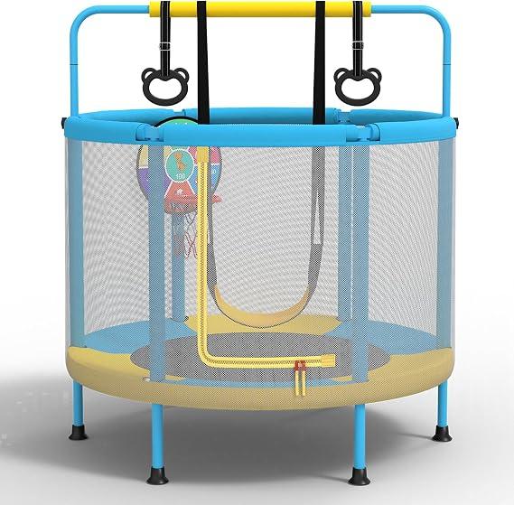 LANGXUN 5ft 6-in-1 Kids Trampoline, Mini Toddler Trampoline for Girls Boys
Indoor Outdoor Use, for ages 1-8, Swing, Basketball Hoop, Dart Board, Rings, Christmas Toys Birthday Gifts