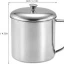 Amosfun Stainless Steel Water Cup with Lid and Handle 4.33X3.14 Inch Metal Milk Mug for Coffee Tea Home Office Travel (0 Ounces, Silver)