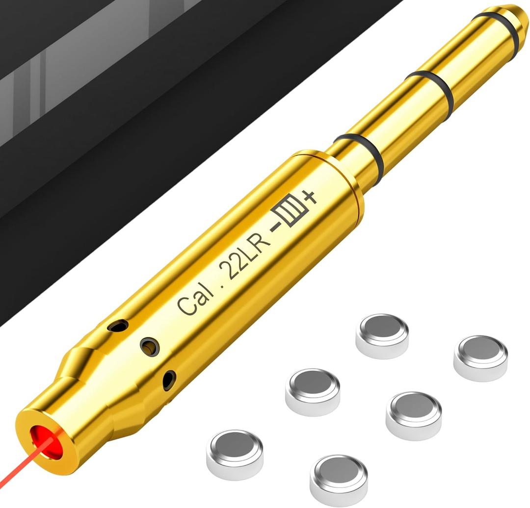 2 x Bore Sighting Laser .22LR/.223/.177/.38SPL/9mm Caliber Red Dot, End Barrel Laser Boresighter with 2 Set of Batteries Bore Sighter Fit for Pistol, Rifle & Air Guns (.22LR)