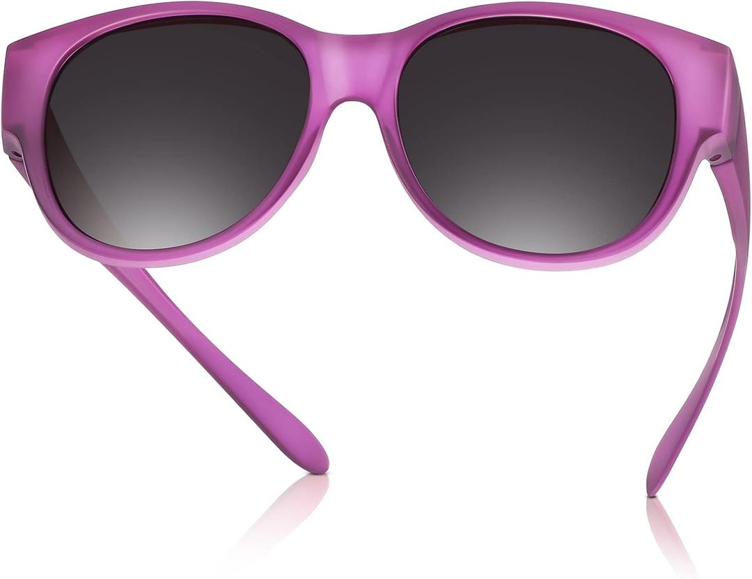 Polarized Fit Over Sunglasses for Women Men Stylish Cat Eye Wear Over Sun Glasses UV Protection (Purple)