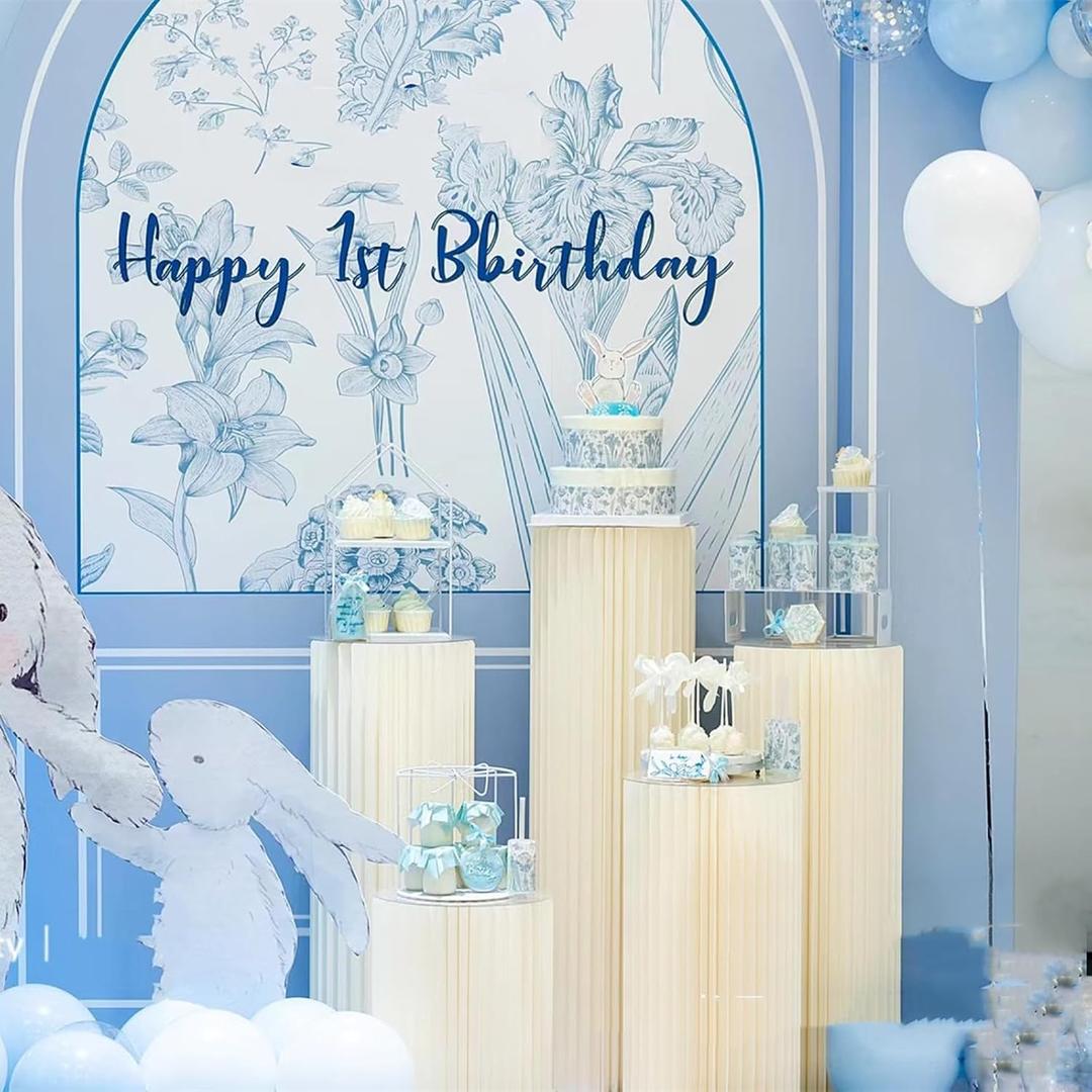 Cylinder Stands for Party 5Pcs Round Pedestal Stand Foldable Cardboard Columns Cylinder Tables for Parties Baby Shower Birthday Wedding Pillars Display Decoration