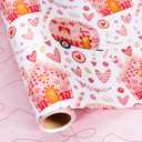 MAYPLUSS Valentines Day Wrapping Paper, Pink Heart Wrap Paper Love Car House Gift Wrapping Roll for Girl Anniversaries Romantic Celebration, 17IN X 16.5FT