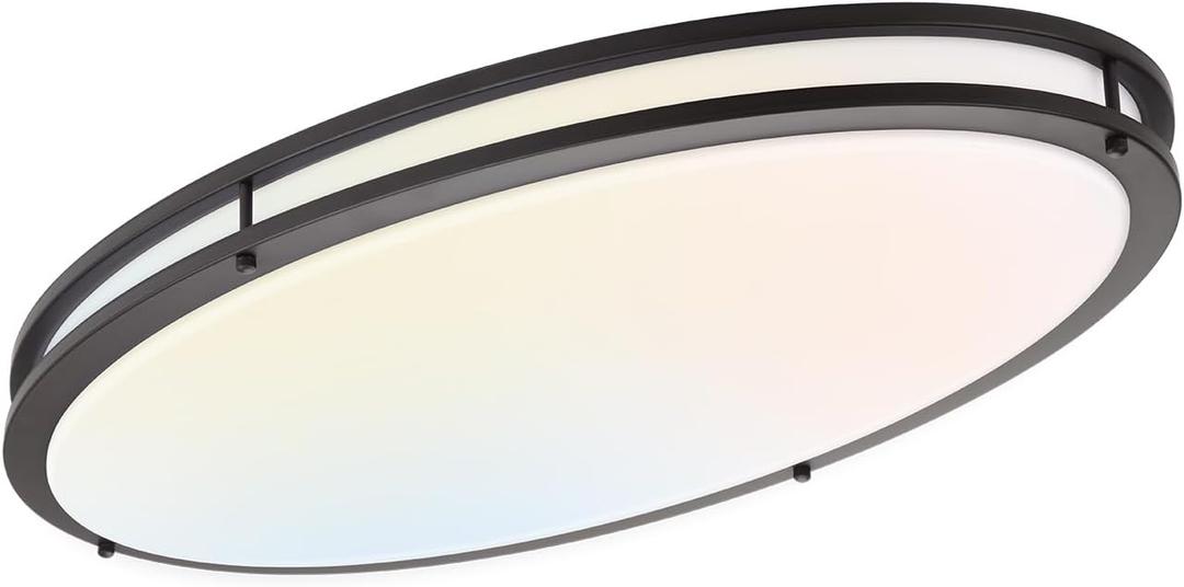 DAKASON 32In Oval LED Flush Mount Ceiling Light for Kitchen, 50W Large LED Ceiling Light Fixture for Living Room, 3000K/4000K/5000K Adjustable, Dimmable Ceiling Lighting for Dining Room/Laundry, ORB (Oil Rubbed Brown - 1Pack)