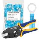 haisstronica 100pcs 5/16" Blue Marine Grade Heat Shrink Ring Connectors & Crimping Tool for Heat Shrink Connectors