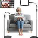Hands-Free Floor Magnifying Glass with Light and Stand 48-LEDs Lighted Magnifying Lamp with 360° Flexible Gooseneck for Reading Close Work Repair Crafts