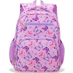 RHCPFOVR Kids Backpack for Girls - Girls Backpack 3-8 Ages Butterfly for Kids 15 Inch School Bookbag for Kindergarten Elementary School Bookbag for Girl 1st 2nd Grade