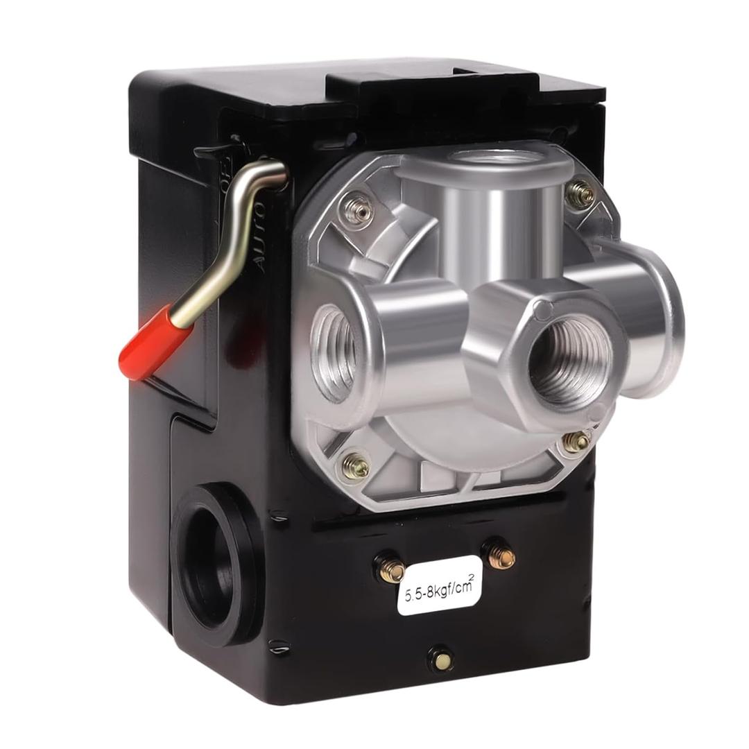 Air Compressor Pressure Switch LF10-4H, 4 Port 1/4" NPT, 95-125 PSI Pressure Control Switch for Air Compressor Parts Replacement