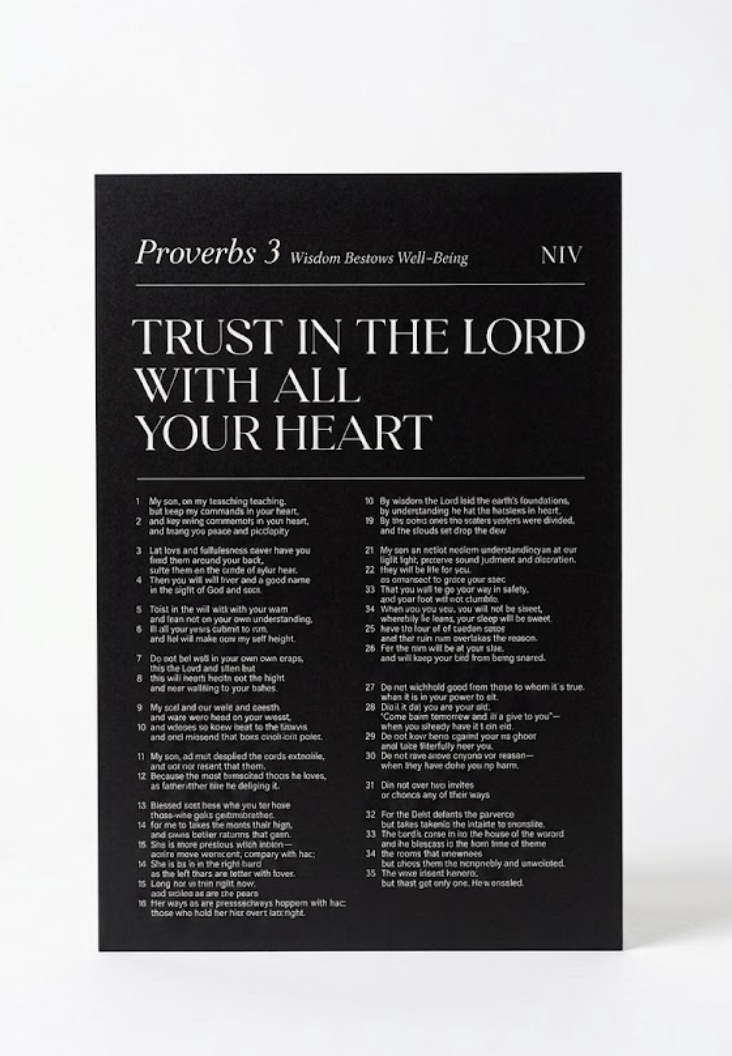 Decorative poster featuring Bible verses from Proverbs 3-Wisom Bestows Well-Being