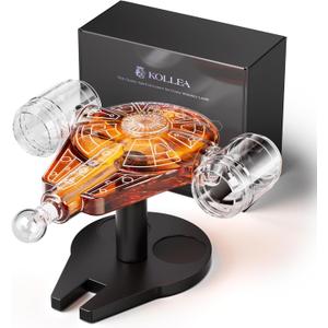 Kollea Birthday Gifts for Men Dad, Galaxy Spaceship Whiskey Decanter Sets for Men, Spacecraft Limited Edition, 2 Funny Shot Glasses, Unique Guys Brother Gift Idea, Decanter for Bar, Anniversary
