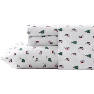 Nautica - Flannel Sheets Full Size, Anti-Pilling & Wrinkle Resistant Cotton, Touchably Soft for All-Season Comfort - Bed Sheets with Matching Pillowcases & Fitted Sheet (Holiday Sails)