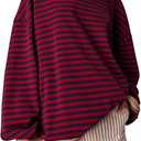 UEU Women Oversized Striped Crewneck Sweatshirt Long Sleeve Color Block Pullover Tops Casual Loose Workout Shirt, X-Large