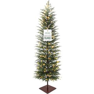 7FT Norfolk Pine Christmas Tree, Pre-Lit 240 LED Lights with 8 Modes, Real-Touch PE Material, Family & Pet Friendly, Heavy-Duty Weighted Base for Home Office Patio Christmas Decor