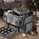 ZOBER All in One Christmas Ornament Storage Box & Decoration Container - Easy Access Removable Trays, Keeps 73 Ornaments - Adjustable Extent Area for Figurines and Pockets for Decoration - Gray