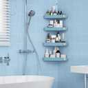 Sotfamily Plastic Shower Caddy Corner (For 90 Only), 4 Pack Adhesive Corner Shower Shelves for Bathroom Organizers and Storage, Light Blue