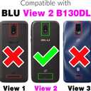 Asuwish Compatible with Tracfone BLU View 2 B130DL Wallet Case and Tempered Glass Screen Protector Flip Card Holder Stand Cell Accessories Phone Cover for BLUE View2 BLUView Two 4G LTE Women Men Black