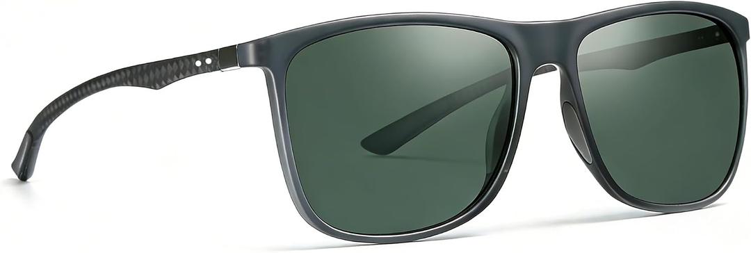 Carbon Fiber Polarized Sunglasses for Men Women, Retro Square Frame, UV400 Protection HD Lens, Driving Fishing Sports