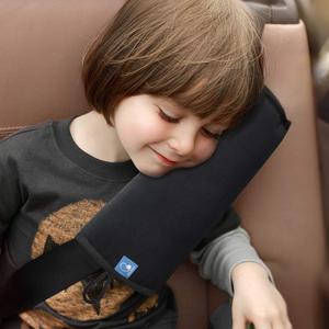 COOLBEBE Seat Belt Pillow for Kids, Extra Soft Toddler Travel Pillow for Car Seat, Universal Carseat Strap Cushion Pads for Childs Baby People Adults, Black (Large (Pack of 1))
