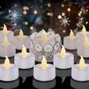 Tea Lights Flameless Candles, 50 Pack Warm White Battery Operated Flickering Candles 200+ Hours Ideal for Home Decoration Outdoor Wedding Parties (50pack Warm White)