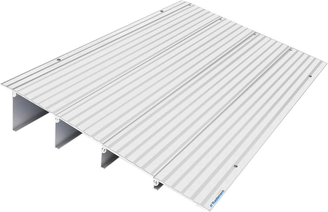 Ruedamann Door Threshold Ramp, 4" Rise Aluminum Threshold Ramps for Doorways, 800 lbs Load Capacity, Handicap Ramps for Home Steps for Wheelchair, Scooters, Power Chairs, Walkers, Bicycle, Tricycle