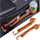 2 x 2PCS Car Seat Gap Filler Organizer with Cup Holder, Multifunctional Side Seat Crevice Blocker Plug with Storage Slot, No-Drop Auto Console Side Gap Stopper Organizer, Universal Fit (Orange)