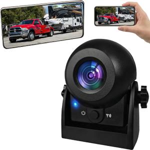 Wireless Backup Camera,1080P HD Magnetic Rear View Camera for Truck/RV/Trailer, Works with CarPlay & Android Auto/inDash Screen, NoDrill Install, Rechargeable Battery, Night Vision, IP68