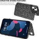 LETO for iPhone 15 Wallet Case - Flip Folio Leather Kickstand - Fashionable Designs - Credit Card Holder - Protective Phone Cover for Women and Girls - 6.1" - Stars