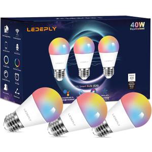 A15 LED Smart Bulb, Compatible with Alexa, Google Home, E26, 5W=40W, Color Changing, Dimmable WiFi Light Bulbs, 2.4GHZ WiFi Only, No Hub Required, 3 Pack