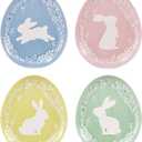 Bico Pastel Color Bunny Stoneware Salad Plates Set, Microwave & Dishwasher Safe, for Easter, Spring