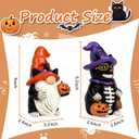 Halloween Gnome Decorations Black Cat Decor 2 PCS Home Vintage Figurines Funny Resin Tabletop Ornaments Indoor Holiday Collectible Statue for Women Men Kids