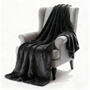 SNZ Luxury Flannel Throw Blanket for Couch 51x71 Inches - Ultra Soft Fleece Blankets & Throws for Bed, Camping, Office - All Season Cozy Plush Blanket for Adults, Men, Kids (Dark Gray)